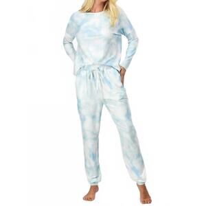 NEW TREND:NOTES tie dye long sleeve jogger set in light blue